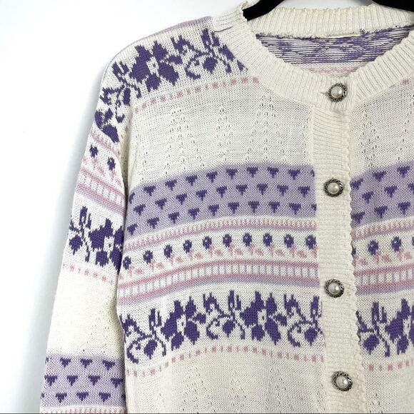 Vintage 90’s Pastel Pointelle Knit Cardigan - Picture 6 of 14